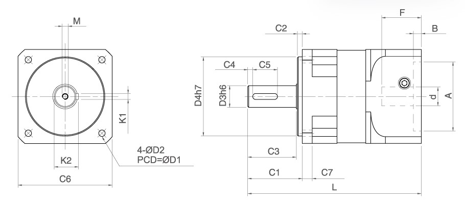 Kích thước Hộp Số Servo PHT DH Series