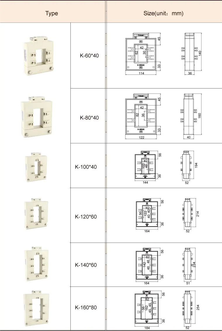 kích thước Biến dòng hở Acrel AKH-0.66/K